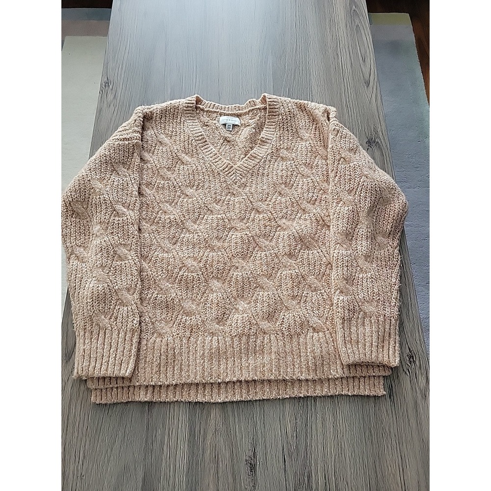 Women's Lucky Brand Tan V- Neck Sweater Size M